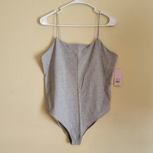 Wild Fable Spaghetti Strap Bodysuit | Heather Gray